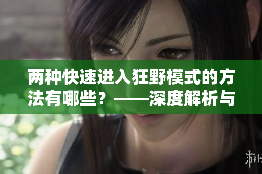 兩種快速進(jìn)入狂野模式的方法有哪些？——深度解析與指導(dǎo)